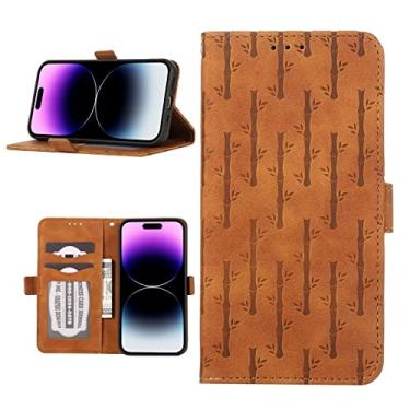 Imagem de Rnrieyta Miagon Capa carteira de bambu para Samsung Galaxy A54 5G, couro PU flip notebook capa carteira em relevo suporte magnético compartimento para cartão Folio Bumper Case