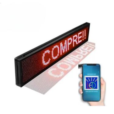 Imagem de Letreiro Digital Personalizado/Painel LED Wi-Fi 200cm x 40cm - Transforme Sua Mensagem em Arte Iluminada (Vermelho)
