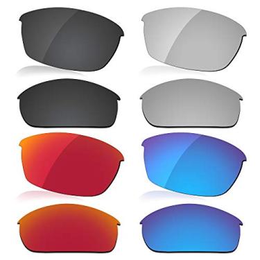 Imagem de LenzReborn Lente polarizada de reposição para óculos de sol Oakley Flak Jacket – preto escuro + cinza prateado + vermelho fogo + azul gelo