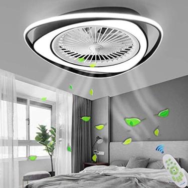 Imagem de Ventilador de luz de teto LED moderno nórdico regulável ventilador de teto ultrafino invisível 32W ventilador lustre velocidade do vento ajustável ultrassilencioso quarto ventilador de sala