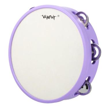 Imagem de VANPHY Pandeiro Roxo, 20,3 cm, para iniciantes e profissionais, portátil e leve, com design ergonômico e anel de pressão patenteado, perfeito para acompanhamentos e decorações de Natal