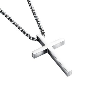Imagem de Corrente Colar Pingente Cruz Aço Masculino Crucifixo