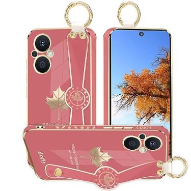 Imagem de Kainevy Capa de telefone para Oppo Reno 8 Lite 5G capa estética de silicone à prova de choque para mulheres capa protetora Oppo Reno 8 Lite capa fina com anel de pulso design padrão folha de bordo