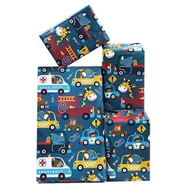 Imagem de Papel de embrulho para meninos, meninas, crianças, animais felizes, zoológico, tigre, girafa, hipopótamo, elefante, dirigindo nas selvas, embrulho de para o dia das crianças,