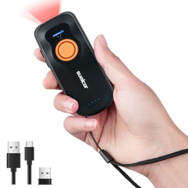 Imagem de Sumicor Scanner de código de barras sem fio, mini leitor Bluetooth portátil, scanner a laser 1D com indicador de nível de bateria, pequeno scanner de código de barras UPC para inventário de biblioteca