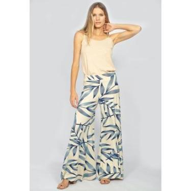 Imagem de Calça Pantalona Amazonia Vital Malha Granja Bambu Azul-Feminino