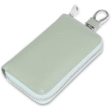 Imagem de Carteira de porta-chaves, porta-chaves de carro, porta-chaves de couro genuíno, bolsa para chaves de carro, à prova d'água, portátil, bolsa com zíper, porta-cartões, carteira com 6 ganchos,