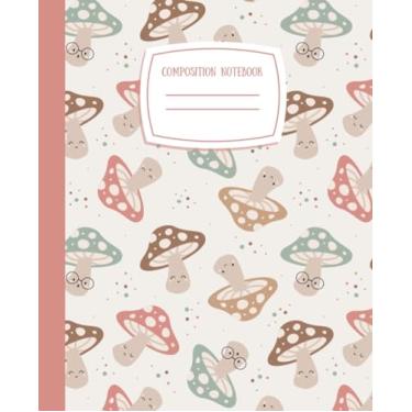 Imagem de Caderno de composição: Cogumelos Kawaii | 19 cm x 23,5 cm | Papel pautado pautado largo | Material escolar de estética fofo