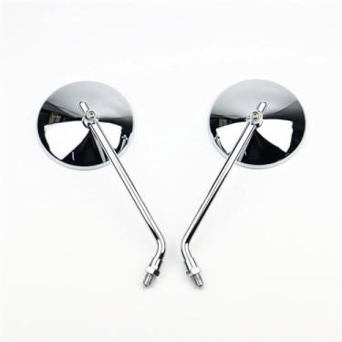 Imagem de Espelho lateral de motocicleta 10 cm espelho convexo retrovisor redondo 10 mm para motocicleta scooter bicicleta elétrica - (prata)