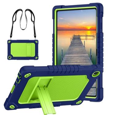 Imagem de FIEWESEY Capa para tablet Walmart ONN 10.4 Pro 2023 (modelo: 100110603), resistente para crianças, resistente, à prova de choque, híbrida, suporte integrado para tablet Walmart ONN 10,4 polegadas Pro 2023 (azul marinho/verde)