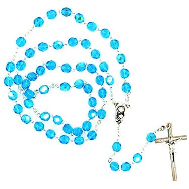 Imagem de Terço católico com contas de cristal | Ótimo presente religioso para a primeira comunhão, confirmação e casamentos | Devocional Mariano | Feito na Itália, Vidro, Sem Pedra Preciosa