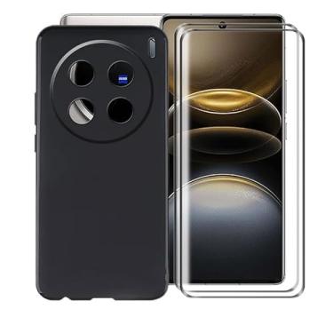 Imagem de AQGGIIXY Capa para Vivo X100 Ultra (6,7 polegadas), com 2 peças de protetor de tela de vidro temperado, capa fina e antiarranhões para Vivo X100 Ultra, capa de silicone líquido à prova de choque para