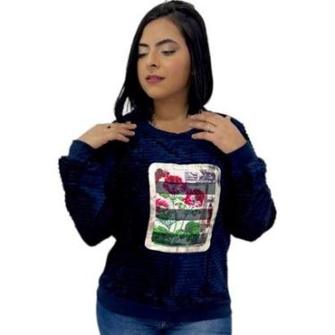 Imagem de Blusa De Frio Feminina Aveludada Manga Longa Gola Careca-Feminino