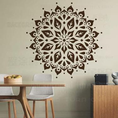 Imagem de 90 cm, mandala gigante, hena indiana, árabe, étnica, redonda, flor, lótus, estêncil para paredes, modelo de estêncil, grande, reutilizável, mandala, nicho, decoração de pisos, padrões de decoração de