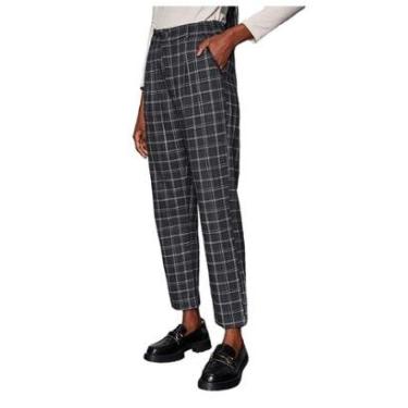 Imagem de Calça Feminina Lado Avesso New Straight Xadrez Preta - L1241-Feminino