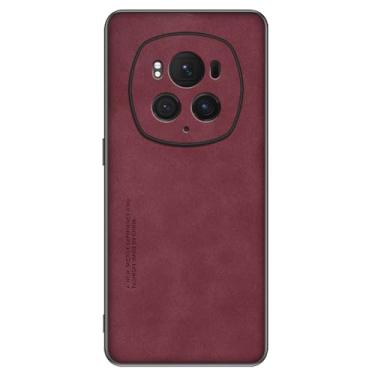 Imagem de LTLMYDAM Capa ultrafina para Honor Magic 6 Pro/6, capa de telefone de couro de pele de ovelha empresarial com proteção de lente à prova de choque, roxa, 6Pro