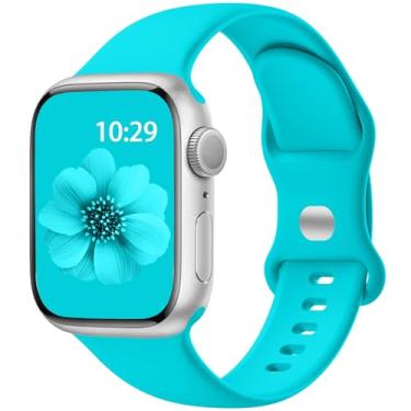 Imagem de IMIVIO Pulseira esportiva feminina compatível com apple watch de 38 mm, 40 mm, 41 mm, 42 mm, 44 mm, 45 mm, 49 mm, para iWatch séries 10 9, 8, 7, 6, 5, 4, 3 2 1 e SE, Ultra/Ultra 2, azul-petróleo M/G