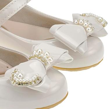 Imagem de Genérico, Sapatilha Infantil Menina Laço Pérola Festa Verniz Brilho Cor:Off white;Tamanho:20