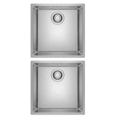 Imagem de Kit franke 2 cubas linea de embutir em aço inox 40x40cm