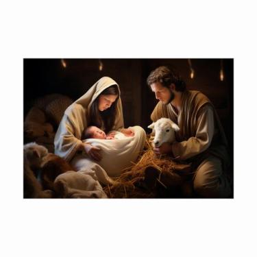Imagem de Painel de Lona Natal Sagrada Família Real - 200x150cm - Fabrika De Fes