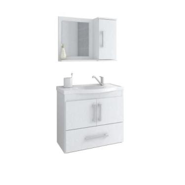 Imagem de Gabinete Para Banheiro Com Lavatório E Espelho Atenas Branco MGM Móvei