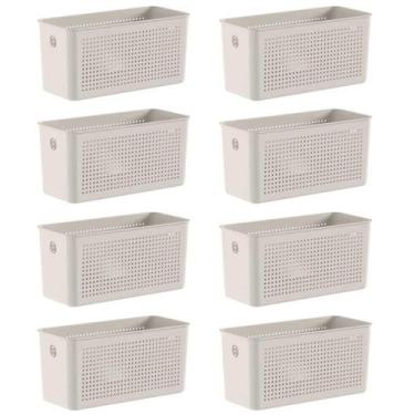 Imagem de 8x Cesto 4,2L Organizador OU Flow Bege 12cm x 13cm x 27cm