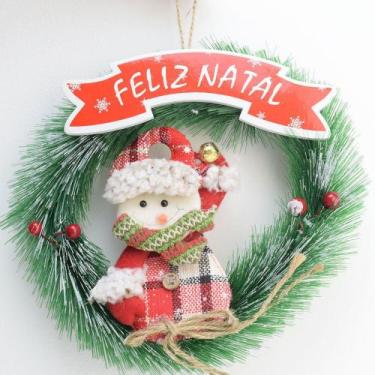 Imagem de Guirlanda natalina pinheiro 24cm Feliz Natal Boneco de Neve - Toda Cas