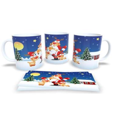 Imagem de Canecas de Porcelana Personalizadas Papai Noel 3 - Estampa Sublimada, 