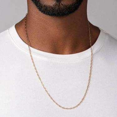 Imagem de Cordão Rommanel folheado elo cadeado masculino 60cm 532531