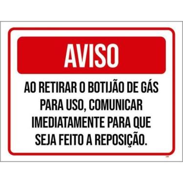 Imagem de Kit 5 Placas Aviso Retirar Botijão Gás Comunicar - Sinalizo