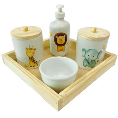 Imagem de Kit Higiene Bebê Safari Porcelana - Dóia Kids, Safari Porcelana