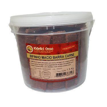 Imagem de Bifinho Macio - Kidelici Osso - Sabor Carne - 1,5 Kg (Balde/Pote)