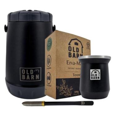 Imagem de Kit Tereré Old Barn Completo Preto Garrafa 2,5L Cuia De Alumínio 300ml