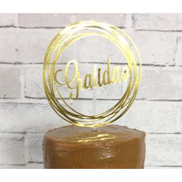 Imagem de Topo de bolo Artesanal GRATIDÃO - STUDIO ARTE EM FESTA TOPOS, DOURADO