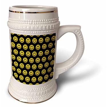 Imagem de 3dRose Foto de estampa de botões de rosto sorridente amarelo - Caneca Stein, 510 g, 650 ml, branca