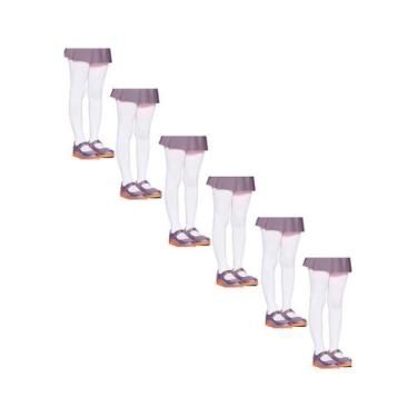 Imagem de Kit com 6 Meias Calças Infantil Fio 80 Opaca Lobinha 2526-001 - LUPO, 