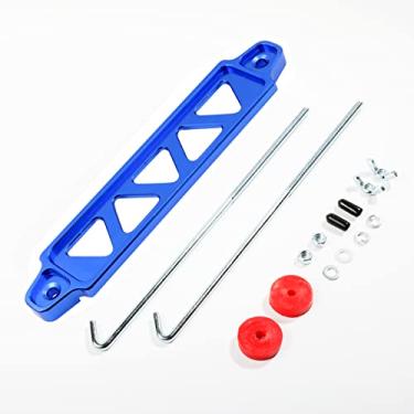 Imagem de Suporte de suporte de bateria, kit de suporte de bateria de carro com parafusos J de 25,4 cm, suporte de liga de alumínio, bandeja de bateria para suporte de montagem de bateria de carro, acessórios de trava de fixação (azul)