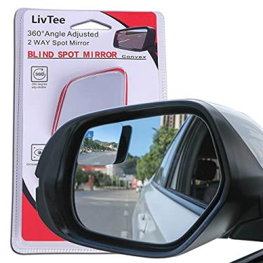 Imagem de LivTee Espelho de ponto-cego, vidro HD em forma de losango, retrovisor convexo sem moldura, com bastão ajustável grande angular para carros, SUV e caminhões, pacote com 2