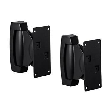 Imagem de Mount-It! Suporte de parede para alto-falante resistente, design universal ajustável para estante de livros, alto-falantes grandes ou pequenos, 1 par, capacidade de 22 libras, preto