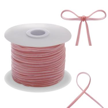 Imagem de Marrywindix Fita de veludo rosa de 50 metros de tecido de 1/20.3 cm fita de veludo fina para embrulho de presente decoração de guirlanda de casamento, decorações de Natal, fabricação de laços