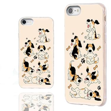 Imagem de ARTIOSIT Capa para iPhone SE 2022/8/7/6S/6, Beagle engraçado, capa protetora de TPU macio e fino, leve, proteção de câmera com borda elevada, compatível com carregamento sem fio, design de cachorro