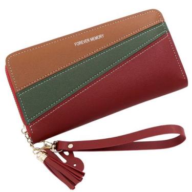 Imagem de Carteira feminina estilosa porta cartão com zíper e alça - SWG, Vermel
