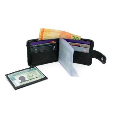 Imagem de Carteira Masculina Grande Porta Documento em Couro Completa Com Fecho 