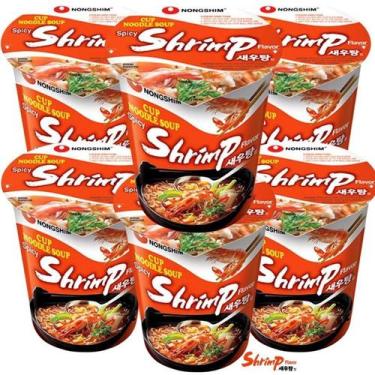 Imagem de Kit 6 Lamen Coreano Shrimp Camarão Copo Spicy Noodle 67g  - Nongshim