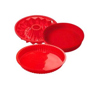 Imagem de Kit 3 pçs Forma Silicone Assadeira Torta Bolo Pudim Airfryer - udlandi