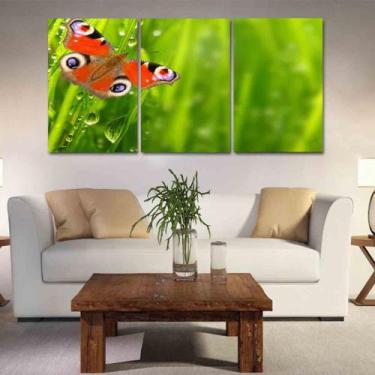 Imagem de Quadros mosaico tigre e leão med. 105x65 ps 2mm adesivo fosco borda in