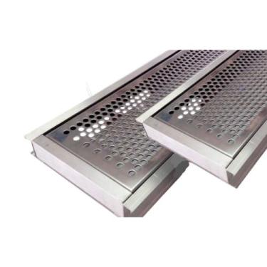 Imagem de Grelha Ralo Linear Perfurada Em Inox 10 x100cm Água Pluvial JJM