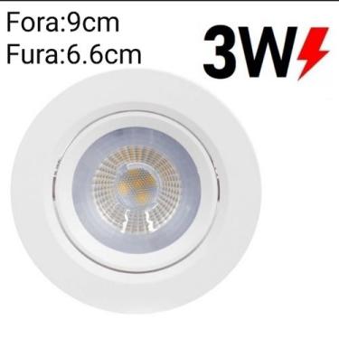 Imagem de kit de 10 Spot Led Embutir Redondo direcionável 3w 3000k Branco quente