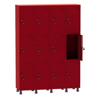 Imagem de Armário Guarda Volume Locker Roupeiro 4 Vãos 12 Portas Aço GRF504/12 V