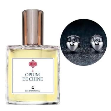 Imagem de Perfume Feminino Opium de Chine + Brinco Prata Coração - Essência do B